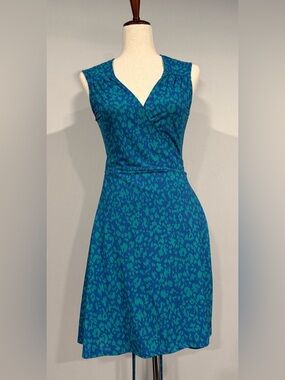 Moda International Teal & Blue leopard Print Sleeveless Wrap Midi Dress